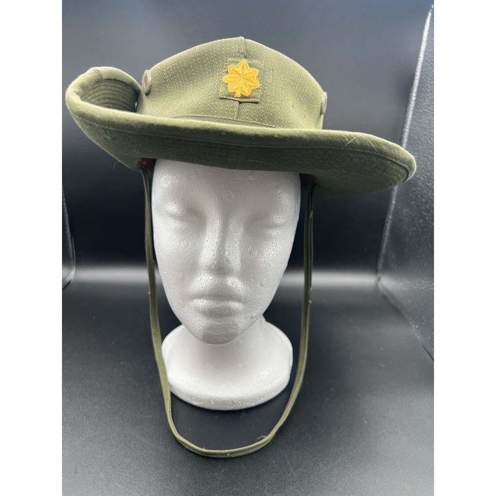Vintage Boonie Hat Green 1960s Vietnam War Jungle Small Rare Army Major Patch